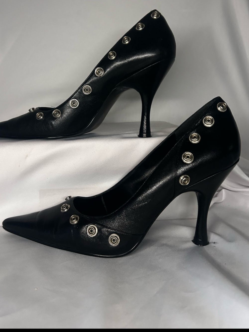 Esprit Black Studded Pointed-Toe Pumps size 8 1/2 M